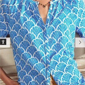 Boden Isla Jersey Blouse Size 20 22 US Blue White